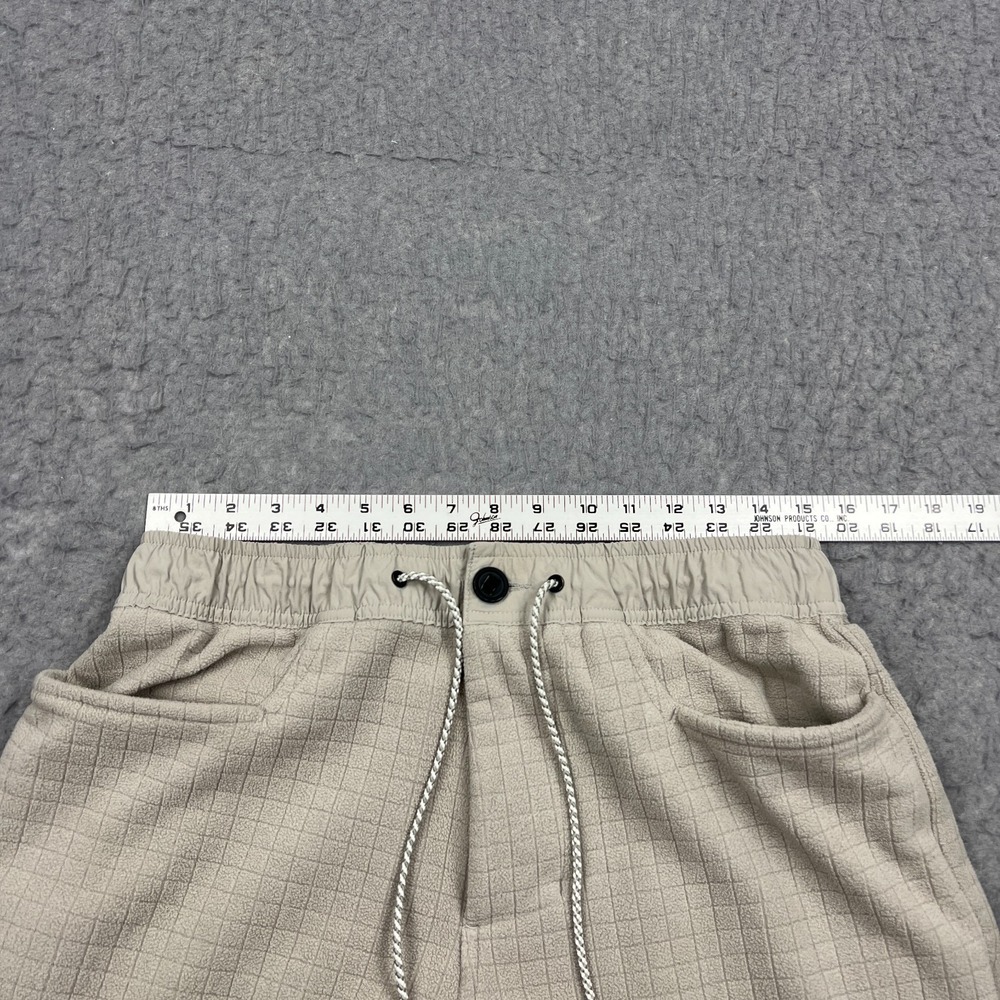 Bearded Goat Joggers Mens Large Tan Grid Fleece Double Knee Drawstring Gym Pants - Picture 6 of 13